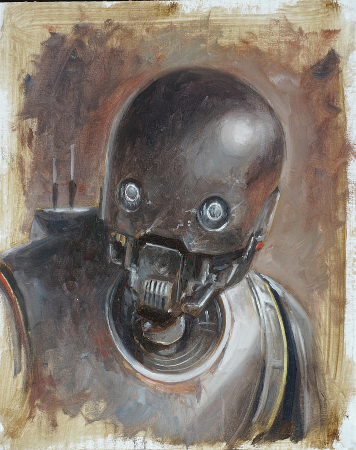 star wars droid head art K-2SO Painting by Martin Davey