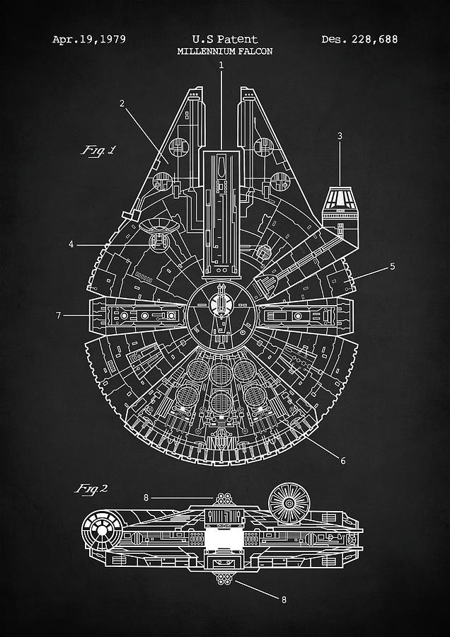 Star Wars Digital Art - Star Wars Millennium Falcon Patent by Zapista OU Star Wars Digital Art - Star Wars Millennium Falcon Patent by Zapista OU