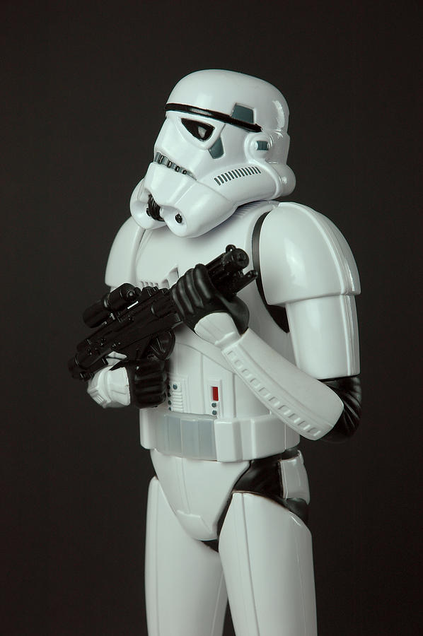 Star Wars Stormtrooper toy figure standing with blaster weapon Photograph by MousePotato