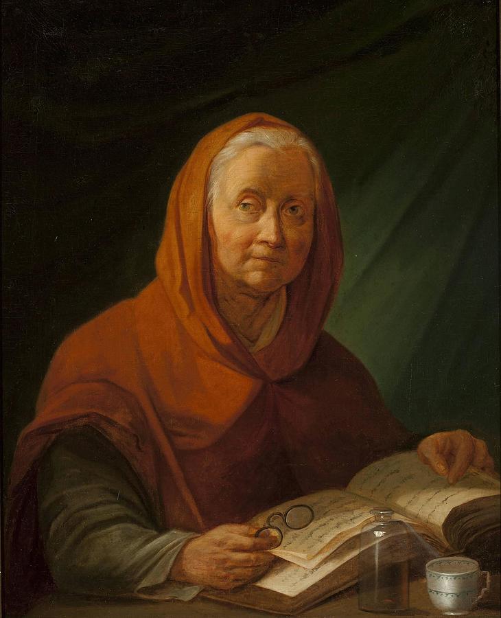 Stara kobieta czytajaca ksiazke Old woman reading a book Painting by ...