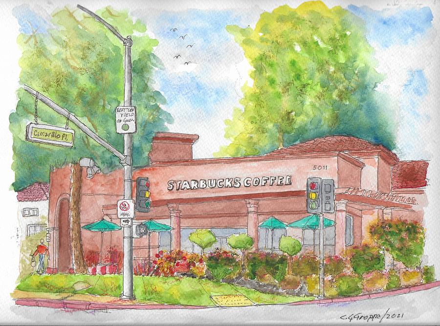 Starbucks coffee, Camarillo, California Painting by Carlos G Groppa