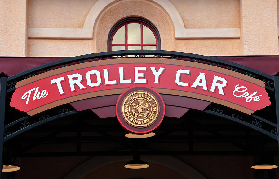 Starbucks Trolley Car Cafe sign Photograph by David Lee Thompson