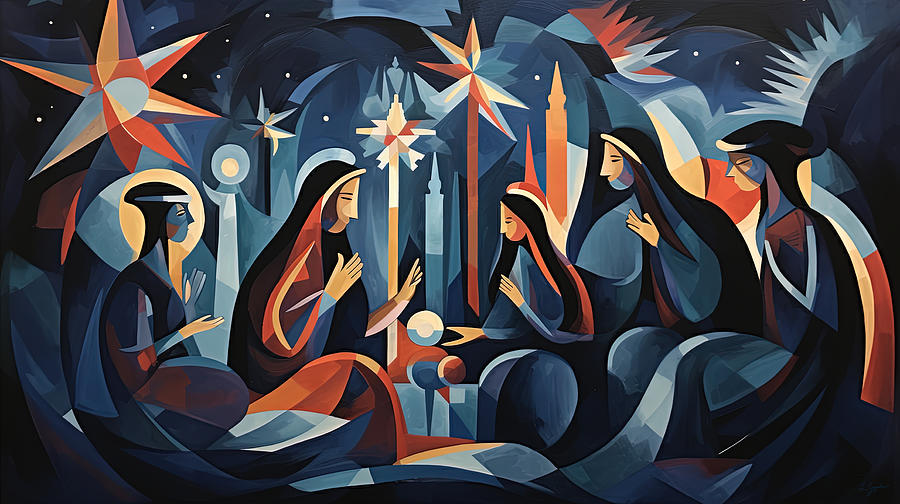 Jesus Christ Painting - Starburst Messiah - Modern Nativity Explodes with Joyful Light by Lourry Legarde