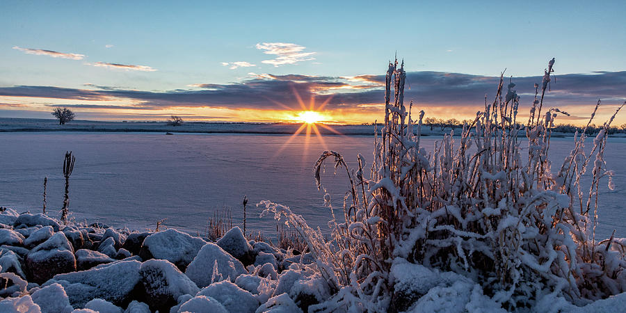 Starburst Sunrise After a Snowfall Photograph by Tony Hake
