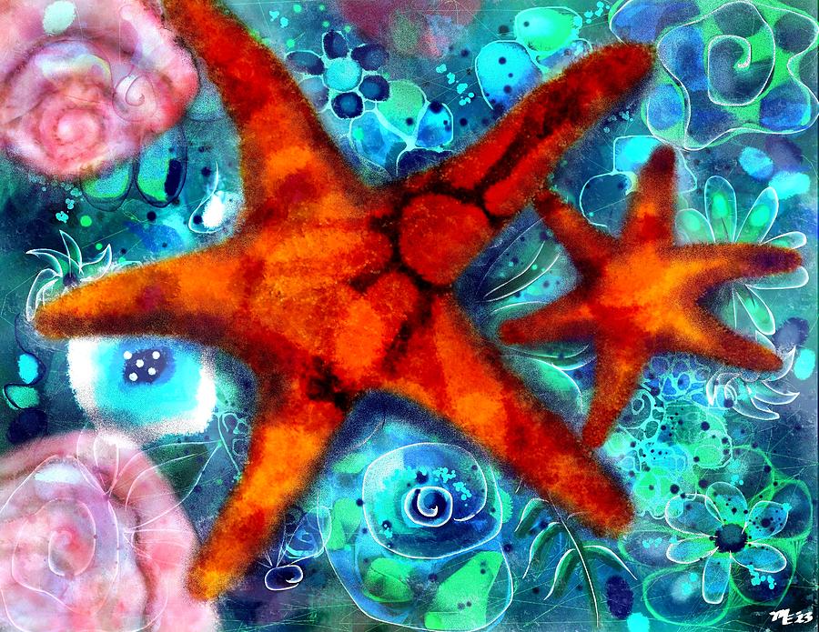 Starfish Whimsical Abstract Mixed Media by Monica Resinger