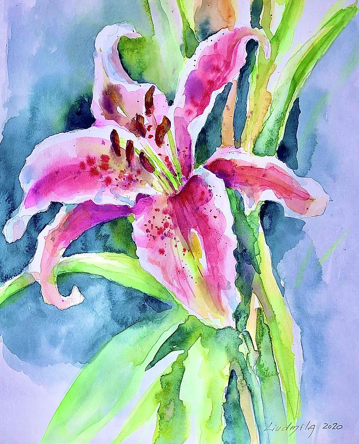 lily painting watercolor