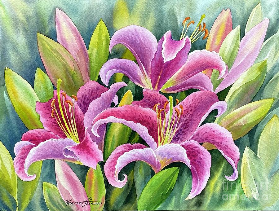 Stargazer Pink Lilies Painting by Varvara Harmon - Fine Art America