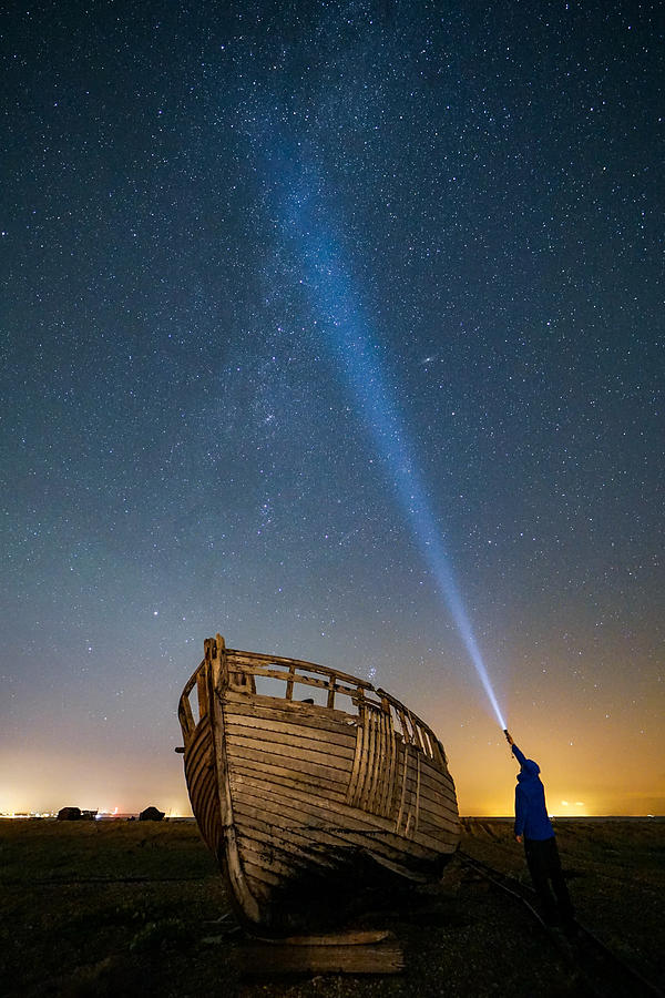 Stargazing on a lonely night in Dungeness. Photograph by George Afostovremea