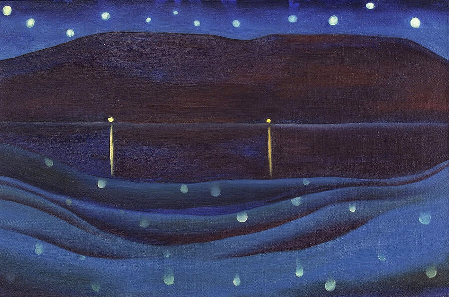 Starlight night, Lake George - Modernist landscape painting Painting by Georgia OKeeffe