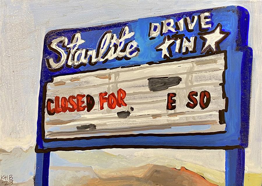 Starlite Drive In St. George Utah Drawing by Kirsten Beitler