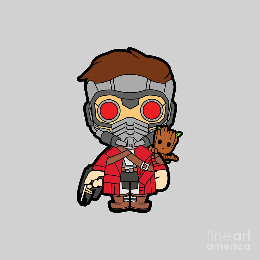 Starlord Groot Chibi Drawing by Elizabeth J Campbell - Pixels