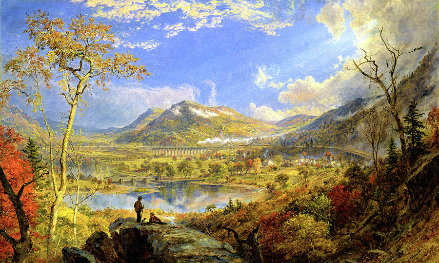 Jasper Francis Cropsey Painting - Starrucca Viaduct, Pennsylvania - Digital Remastered Edition by Jasper Francis Cropsey