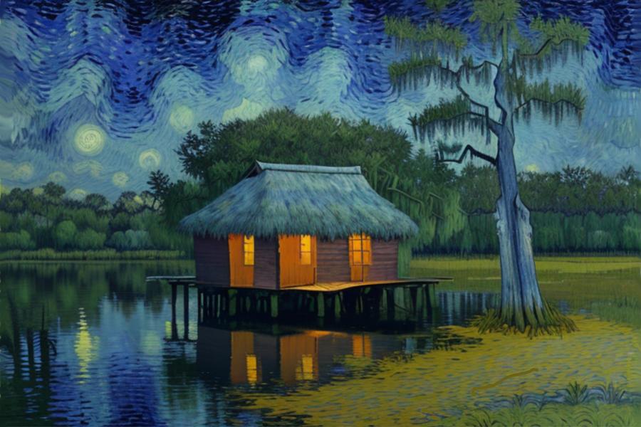 Starry Bayou Digital Art by Fred Hahn