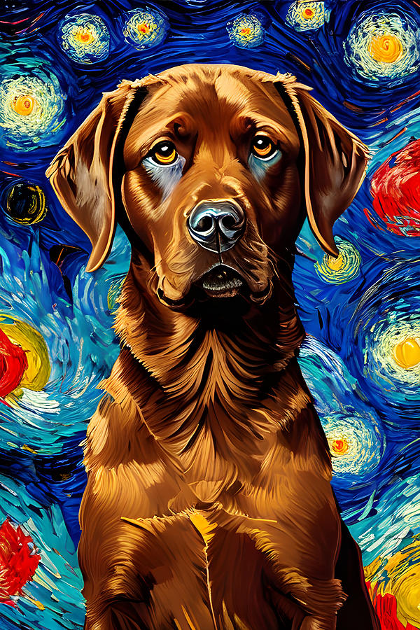 Starry Brown Labrador Retriever Digital Art