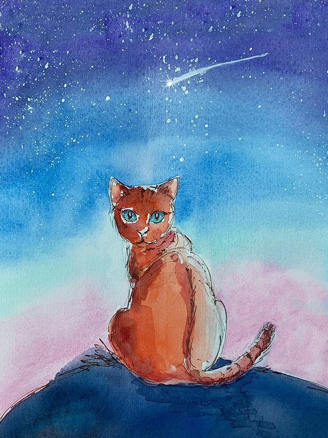 Starry Eyed Cat Painting by Zelda Tessadori