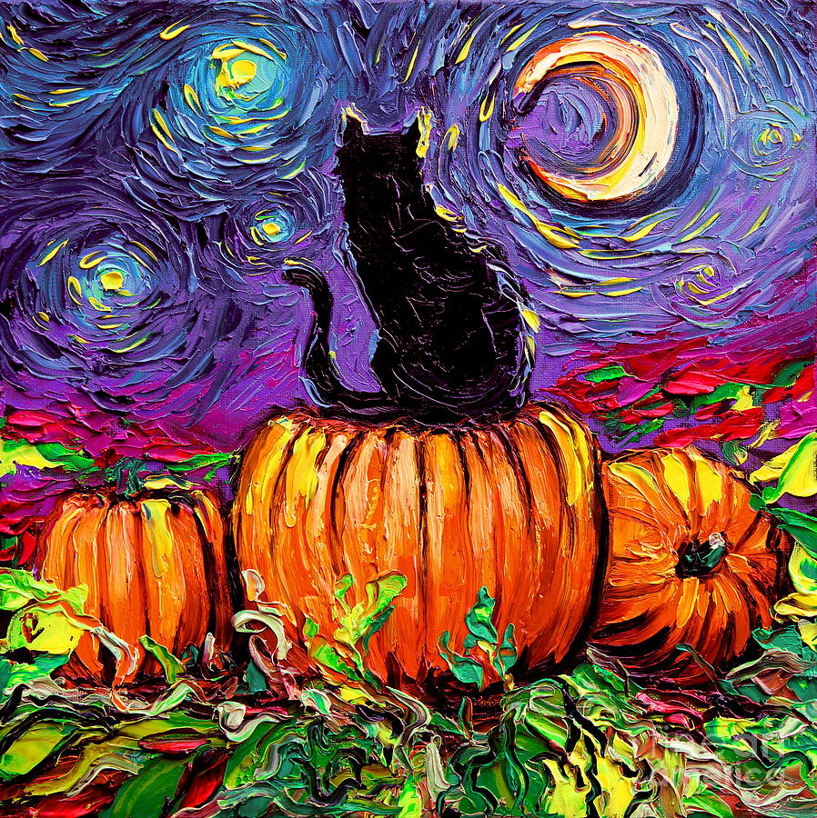 Starry Hallows Eve Painting by Aja Trier
