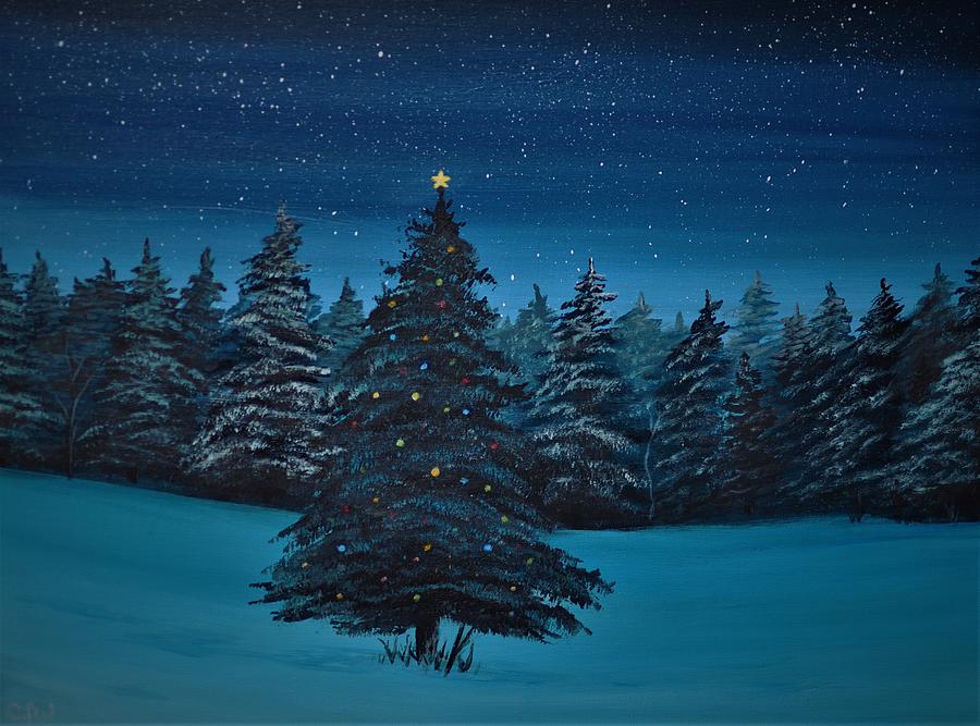 Starry Holiday Night Painting by Carrie Waterman - Fine Art America