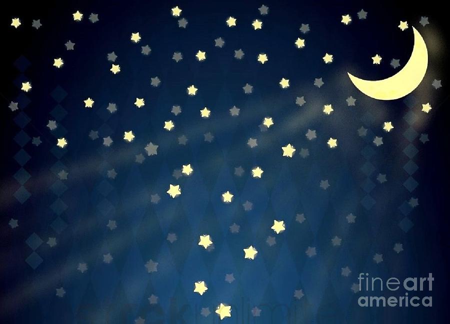 Starry Night and Moon Light Digital Art by Vesna Antic