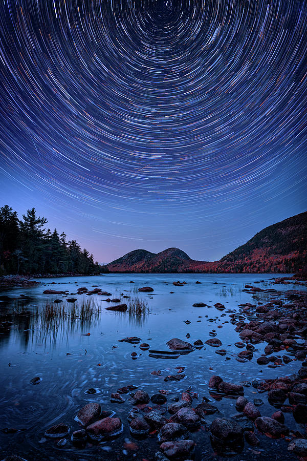Nature Photograph - Starry Night at Jordan Pond by Rick Berk