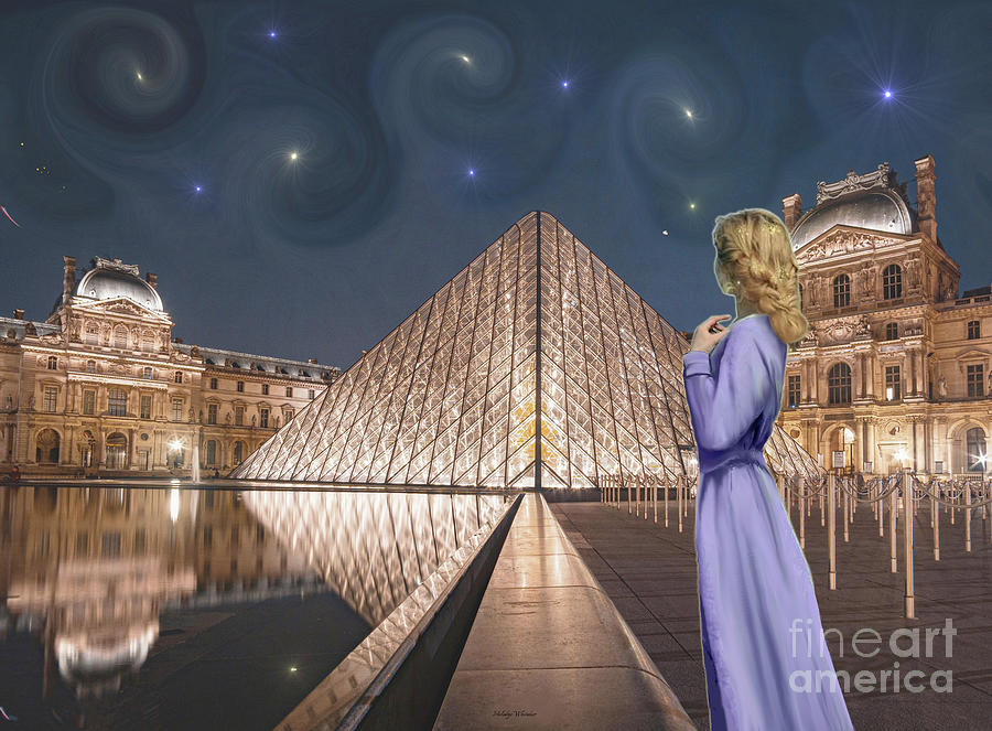 Starry Night at the Louvre Mixed Media by Melodye Whitaker