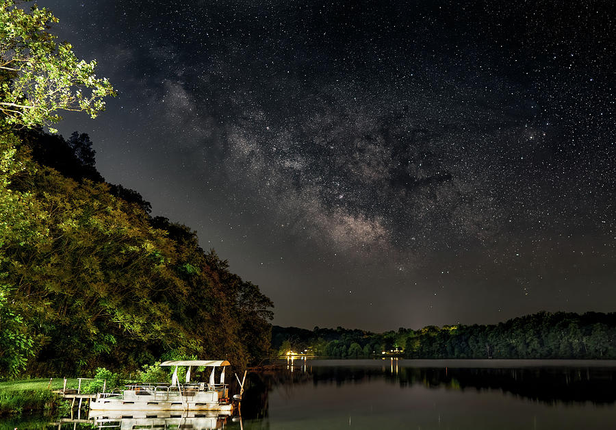 Starry Night, boat dock Photograph by Arthur Oleary
