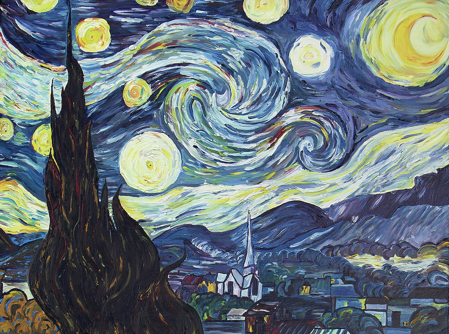 Starry Night by Vincent van Gogh copied by Jane Autry Painting by Nila Jane Autry