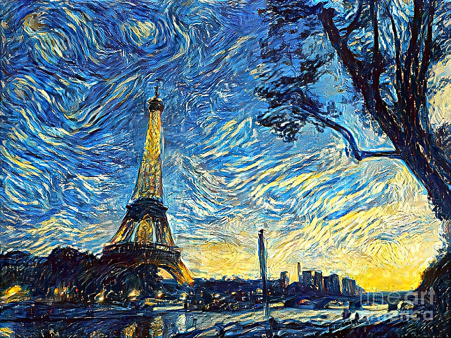 Starry Night Eiffel Tower Van Gogh Painting By Edy Gunawan Pixels
