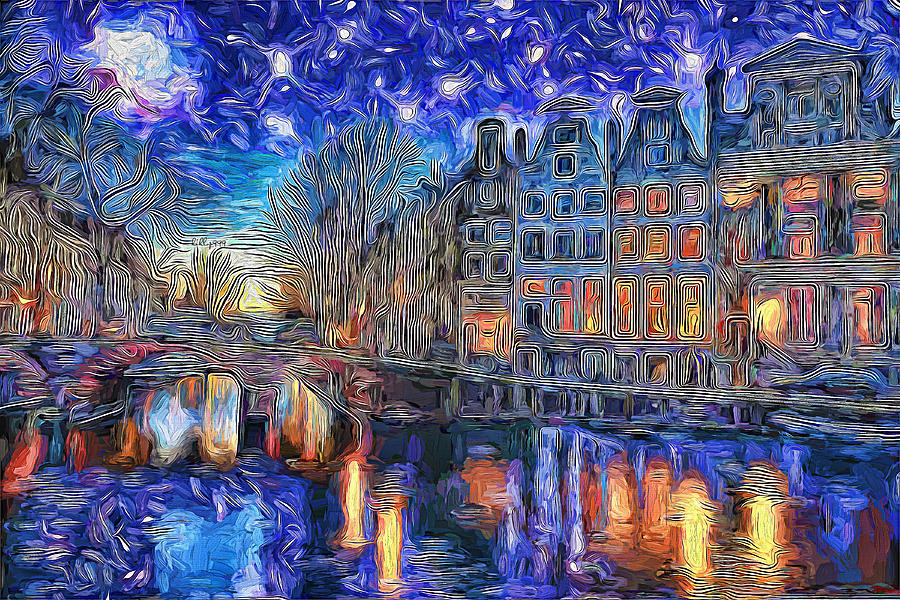 Starry Night In Amsterdam Painting