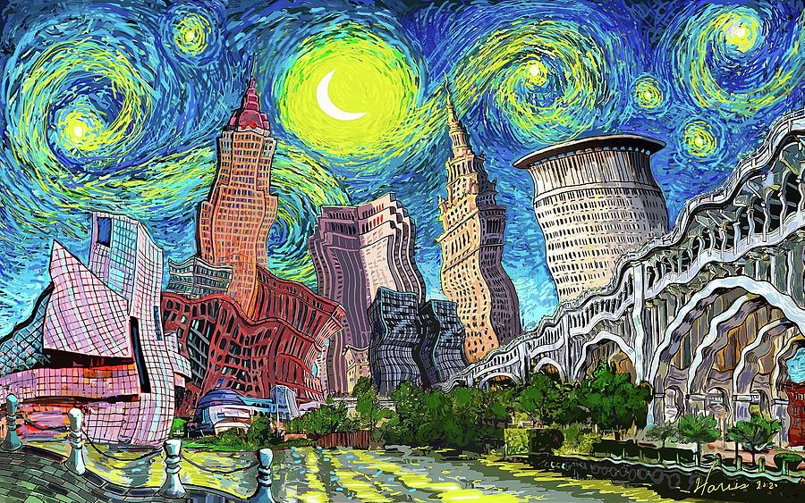 Starry Night in Cleveland Digital Art by Frank Harris
