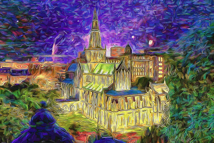 Starry night in Glasgow Painting by Nenad Vasic