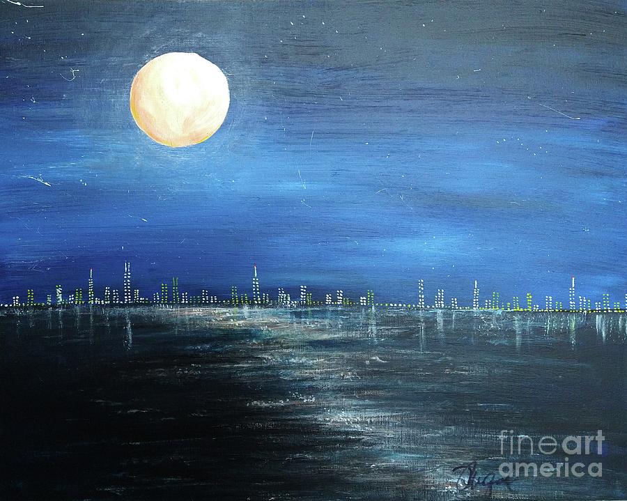 Starry Night In The City Painting by Mike Gonzalez