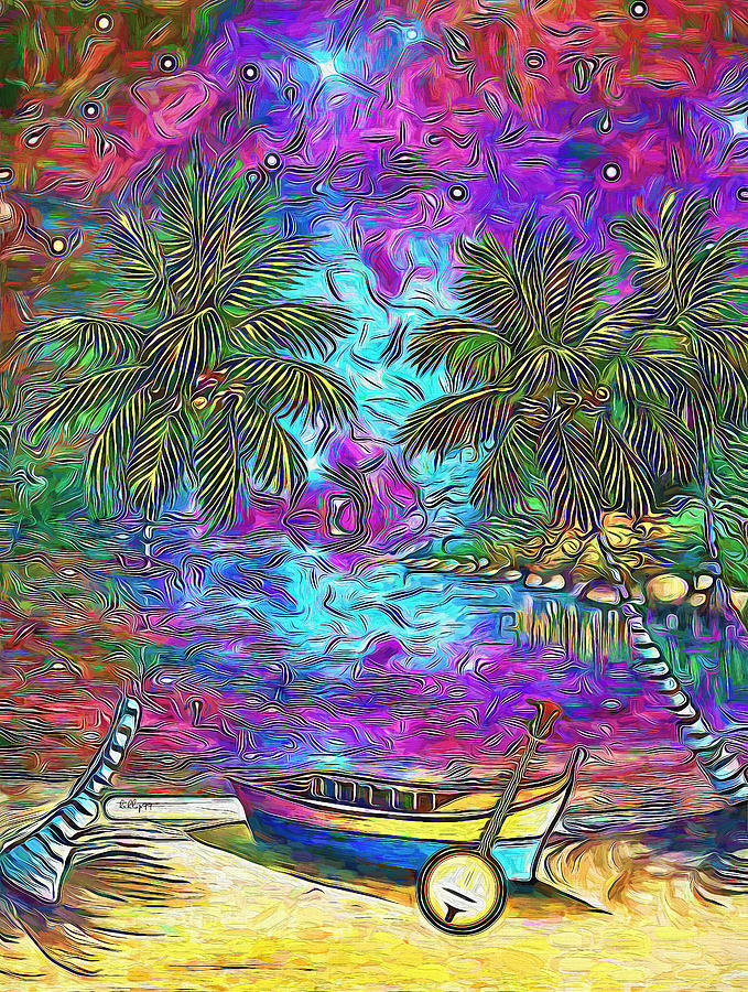 Starry night on beach 2 Painting by Nenad Vasic