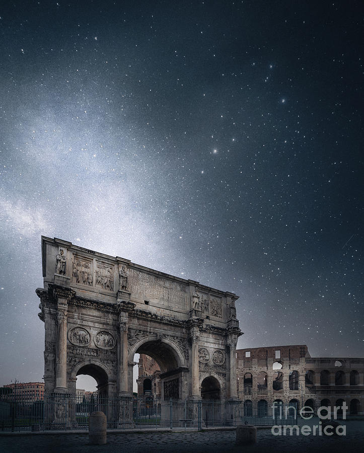 Architecture Photograph - Starry Night Over Arch of Constantine, Rome, Italy by Liesl Walsh