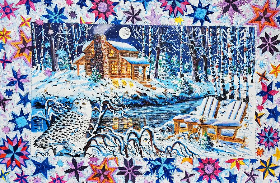 Starry Night Owl Painting by Diane Phalen