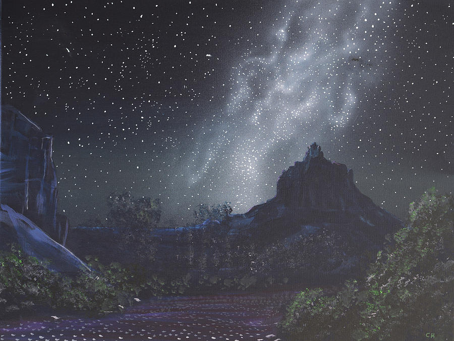 Starry Night Sky over Sedona, Arizona Painting by Chance Kafka