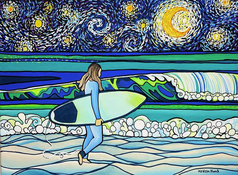 Starry Night Surfer Painting by Melissa Hood - Fine Art America