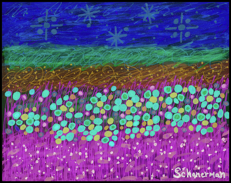 Starry Night Drawing by Susan Schanerman