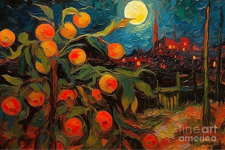 Vincent Van Gogh Painting - Starry Night Van Gogh Naranjilla  by N Akkash