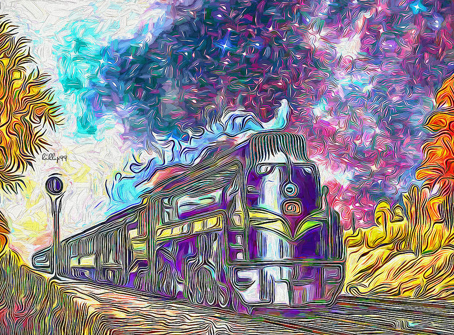 Starry railway Painting by Nenad Vasic