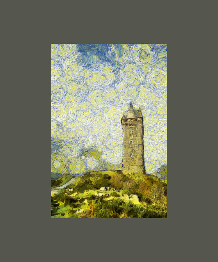 Starry Scrabo Tower Baby yellow Painting by Jason Palmer | Fine Art America