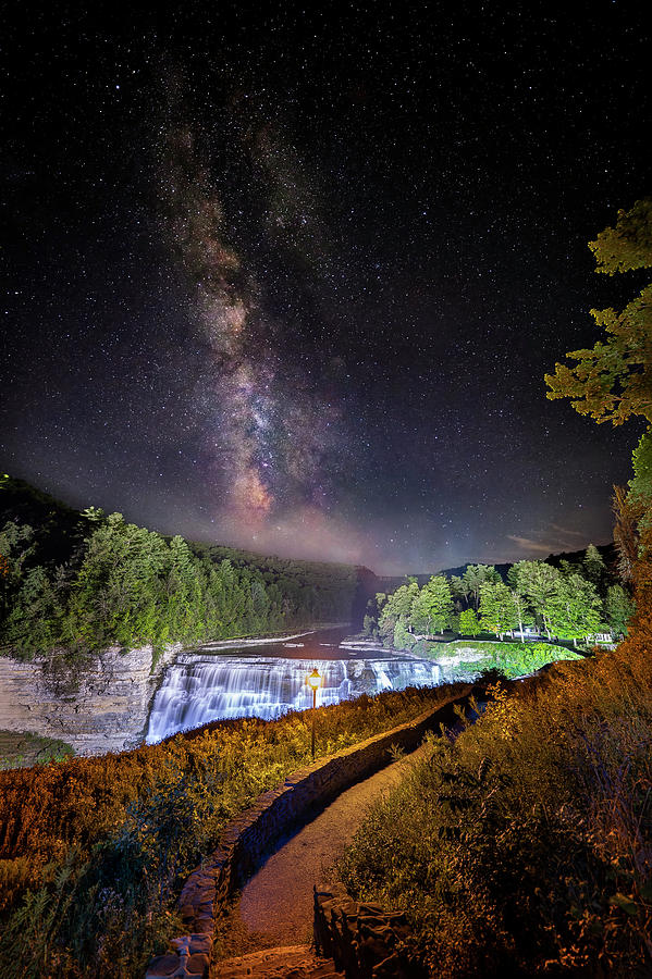 Starry Sky Over Middle Falls  Photograph by Mark Papke