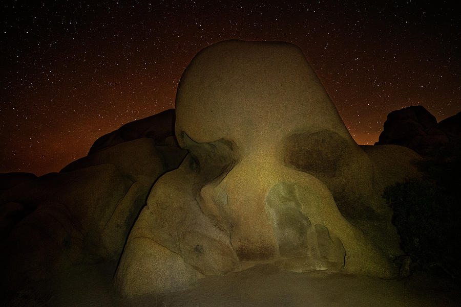 Starry Sky over Skull Rock in Joshua Tree California Photograph by Toby McGuire