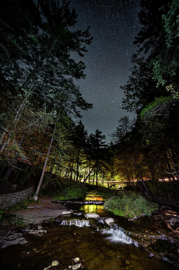 Starry Sky Over Wolf Creek Letchworth State Park Photograph by Mark Papke