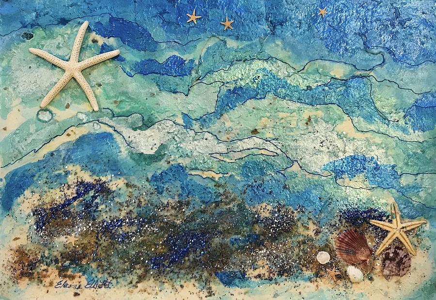Starry Starfish Night Painting by Elaine Elliott
