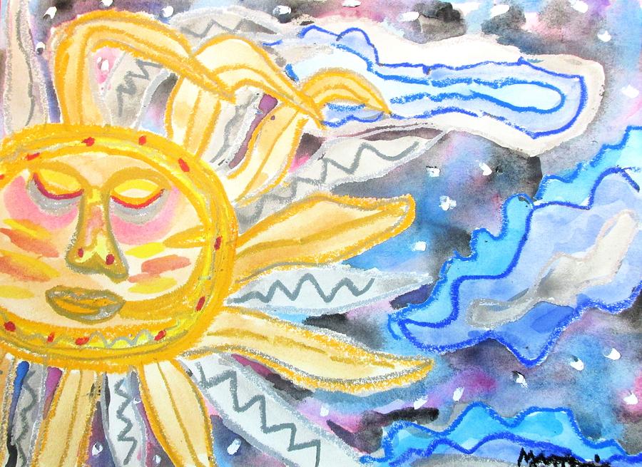 Surrealism Painting - Starry Sun  by Maggie Russell