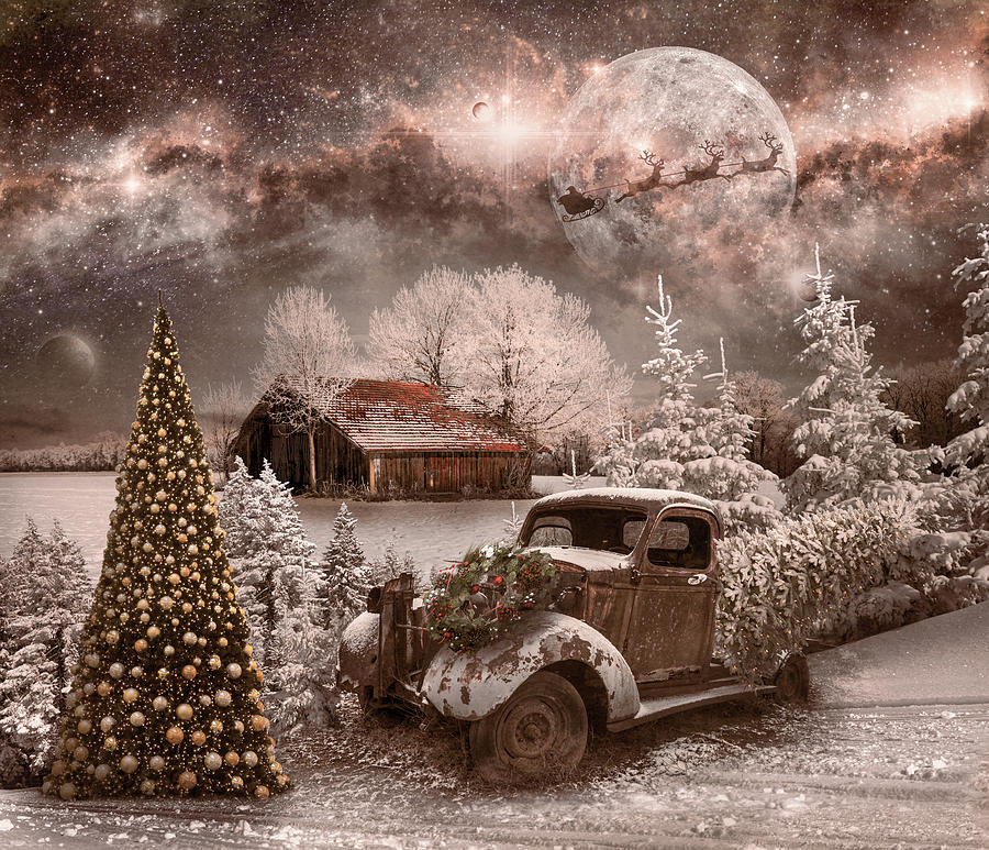 Starry Vintage Christmas Night Photograph by Debra and Dave Vanderlaan