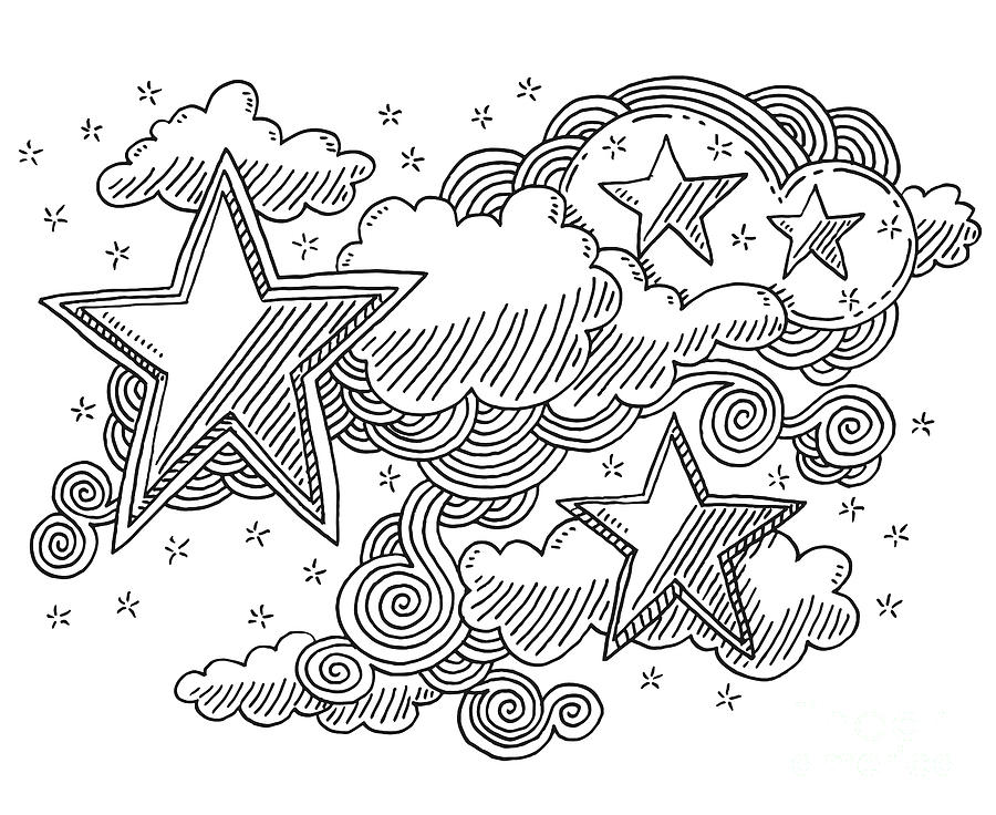 drawings of stars in the sky