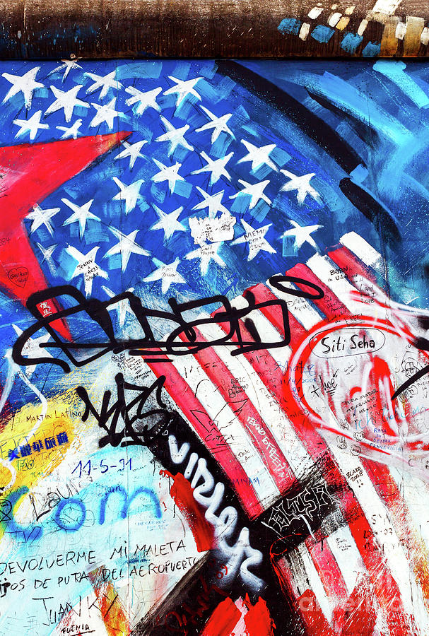 Berlin Photograph - Stars and Stripes on the Berlin Wall by John Rizzuto
