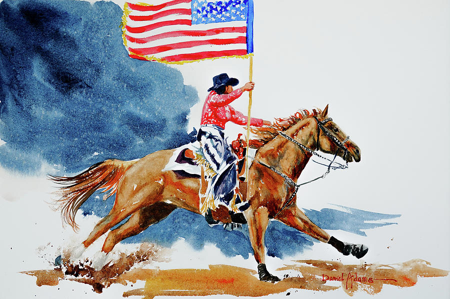 Horse Painting - Stars and Stripes Ride Again by Daniel Adams