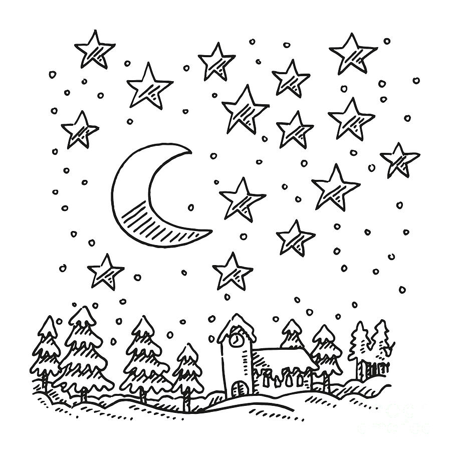 night scene drawing for kids